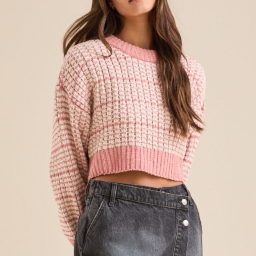 Altar’d State Ash Rose Cropped Sweater